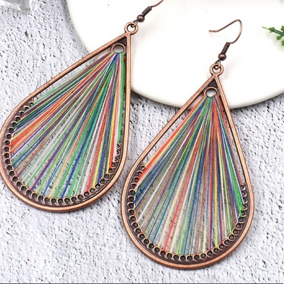 Jewelry - Earrings boho Multi-colored threaded teardrop NEW